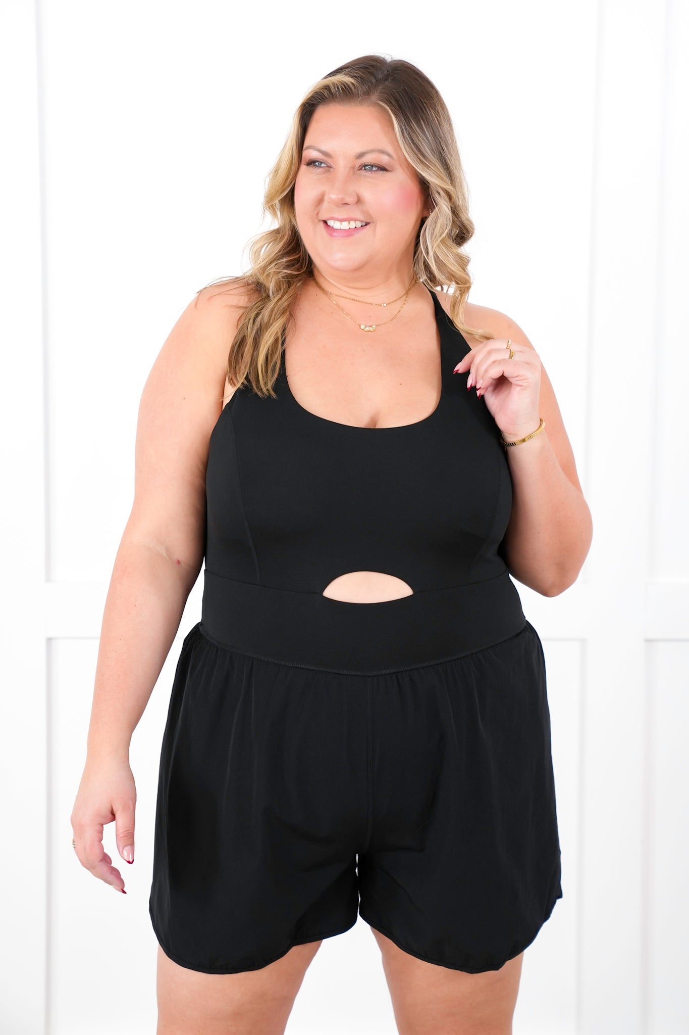 Black Sleeveless Active Performance Knit Romper