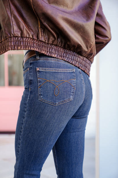 Judy Blue High Rise Medium Wash Western Studded Flare Jeans