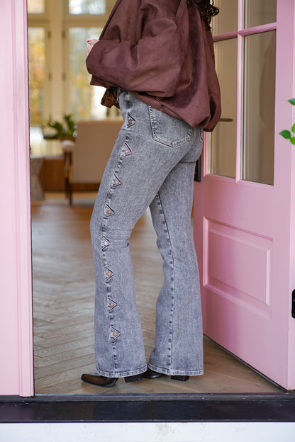 Judy Blue High Rise Grey Tummy Control Bootcut Jeans with Western Side Seam