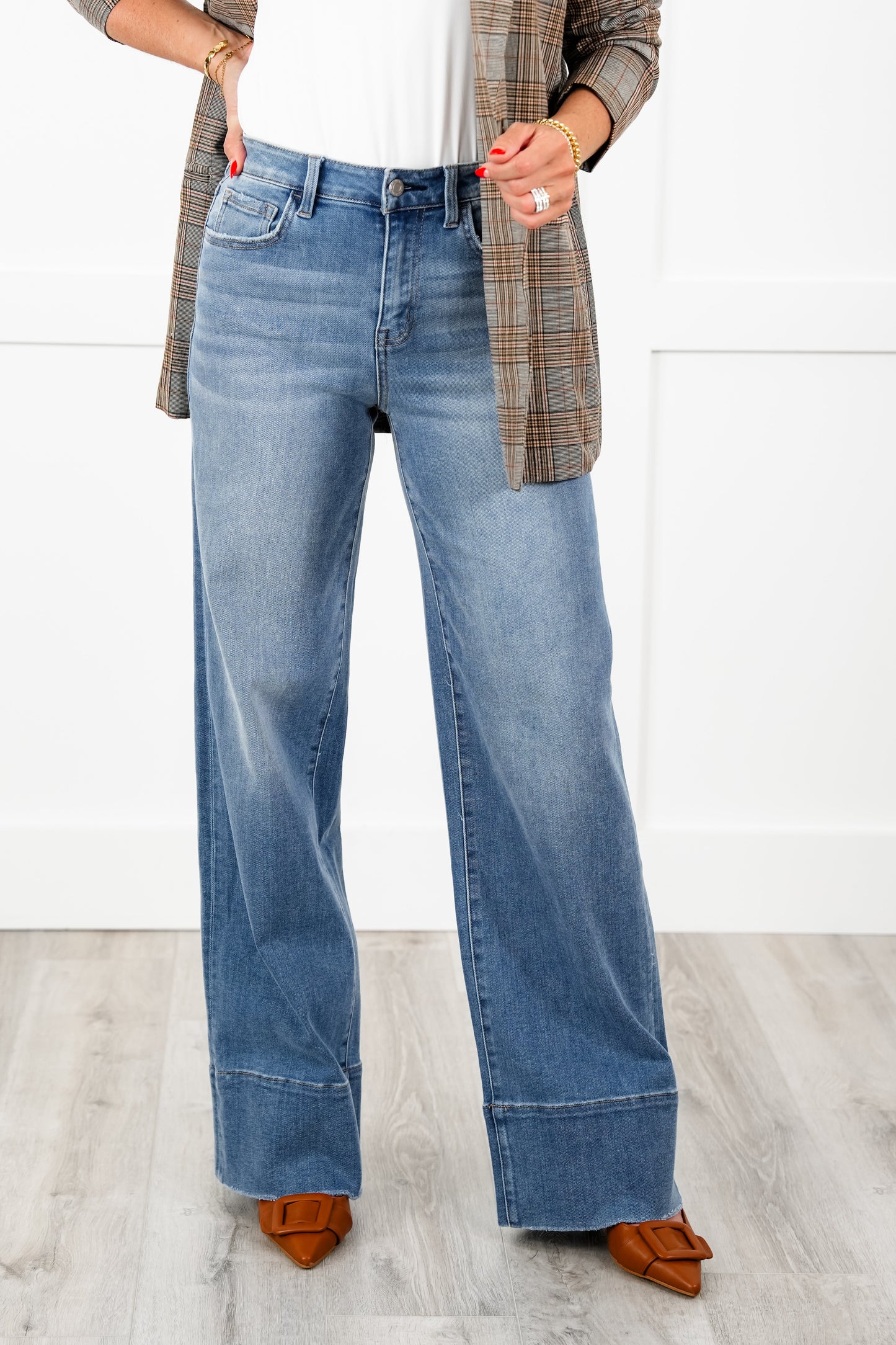 Vervet High Rise Medium Wash A Line Wide Leg Jeans