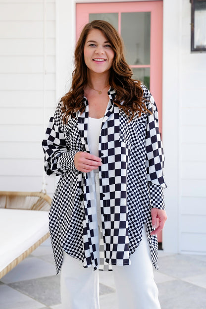 Checkered Long Sleeve Button Down Shirt