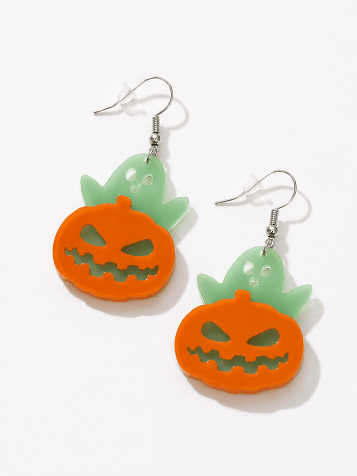 Halloween Glow in the Dark Ghost Pumpkin Acrylic Earrings - Freckled Poppy