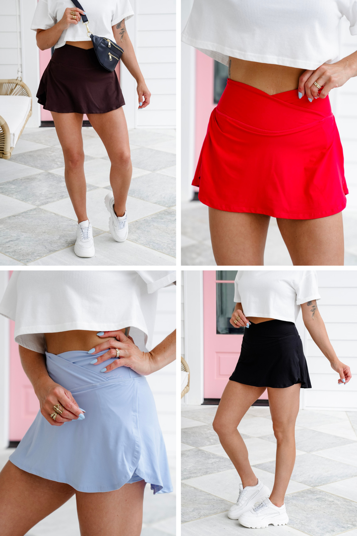 Plus/Reg Solid High Waist Skort