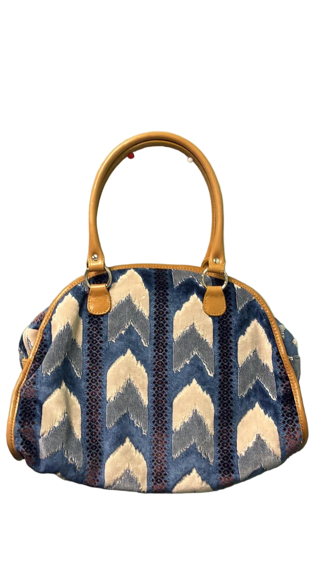 Blue Chevron Textured Chenille Bag - Freckled Poppy