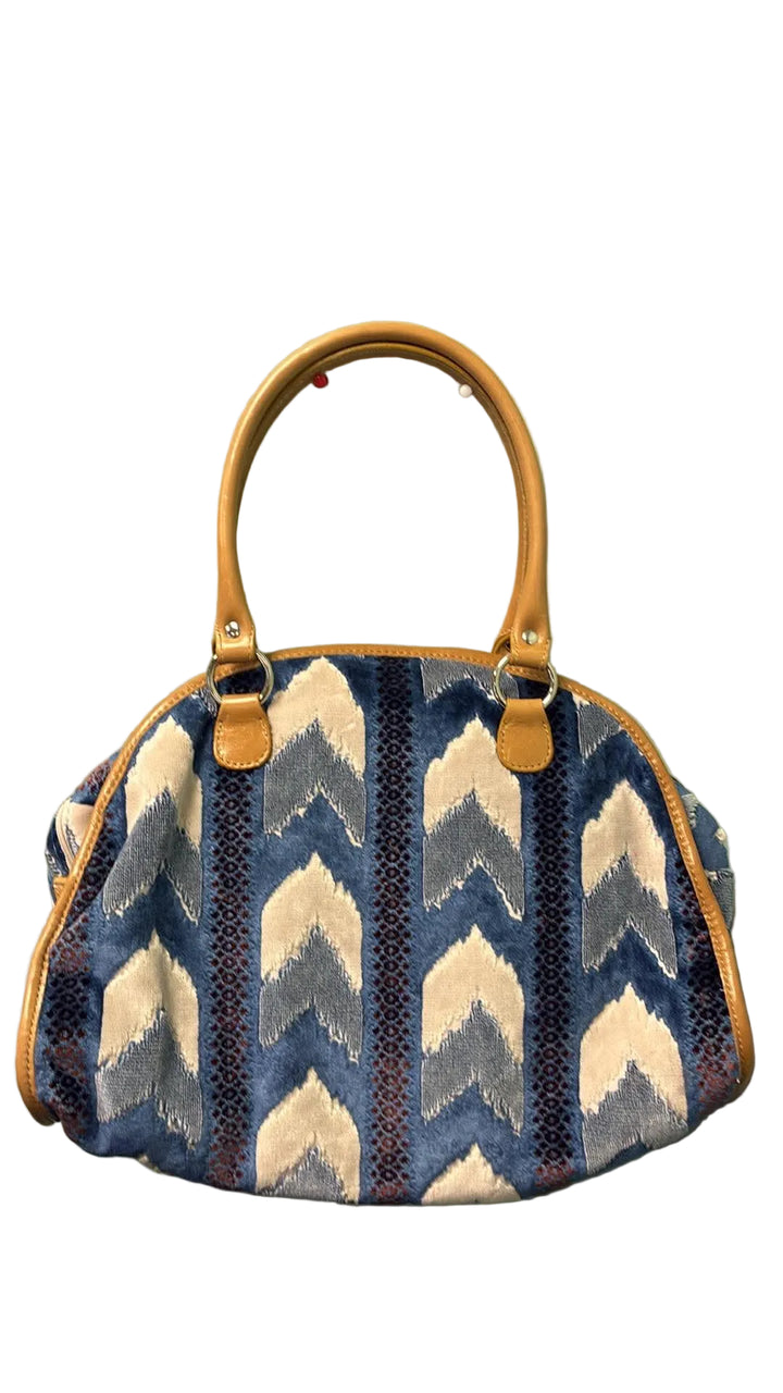 Blue Chevron Textured Chenille Bag - Freckled Poppy