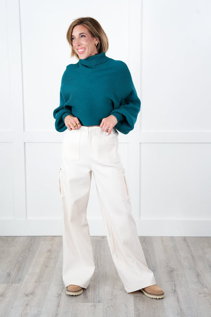 Solid High Waisted Cargo Pants with Pockets