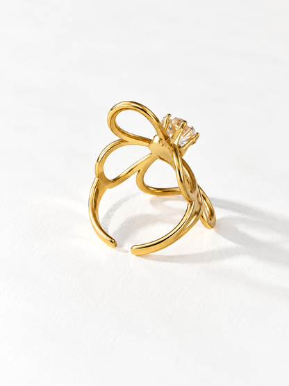 Flower with Crystal Ring