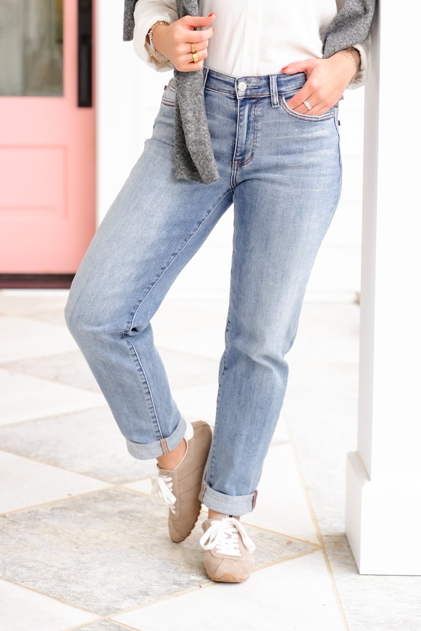 Judy Blue Mid Rise Medium Wash Boyfriend Jeans