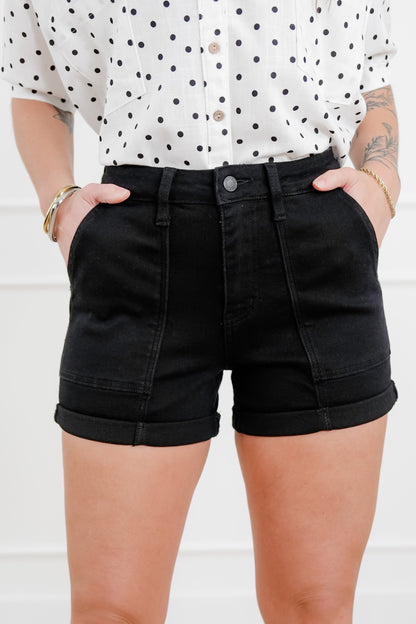 Judy Blue Black Aurora Weekender Double Cuffed Shorts