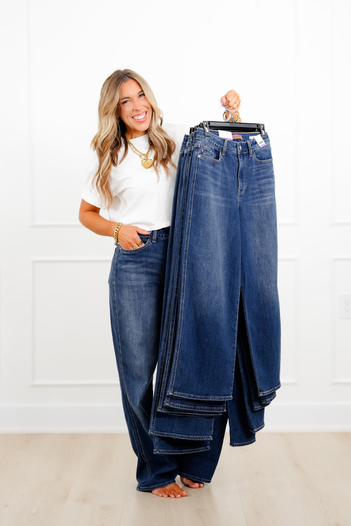 Judy Blue High Rise Multiple Inseam Dark Wash Wilhelmina Baggy Jeans