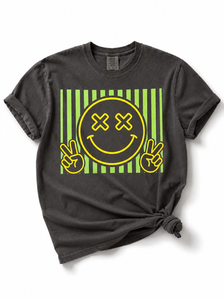 Plus/Reg Short Sleeve "Peace Smiley X Face" Graphic Tee