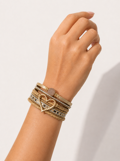 Boho Layered Heart Bracelet