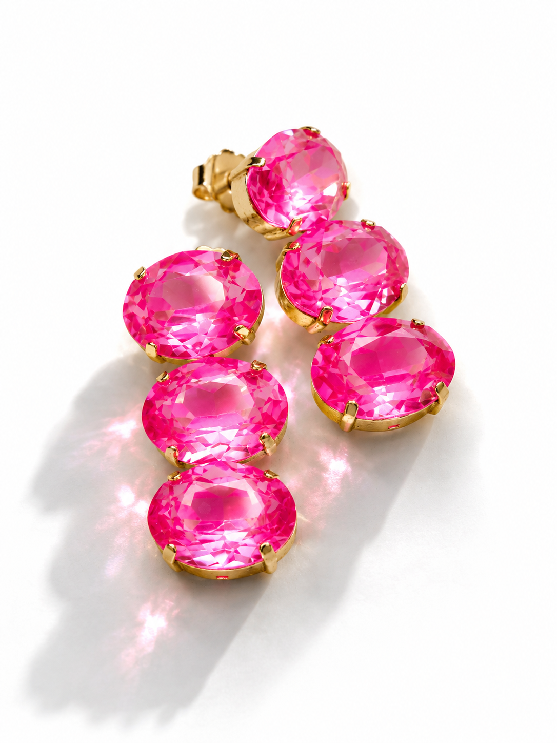 TOVA Hazel Pink Crystal Drop Earrings