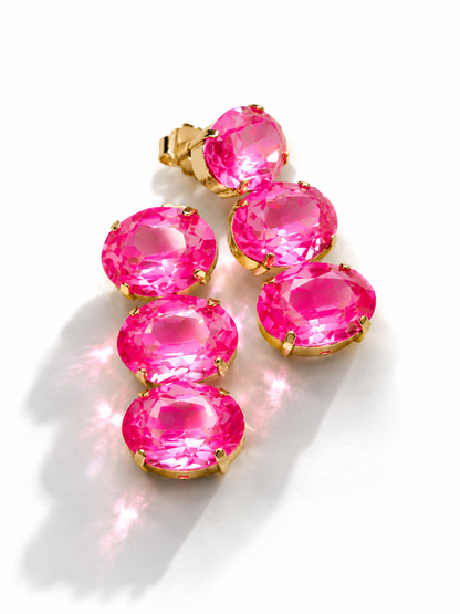 TOVA Hazel Pink Crystal Drop Earrings