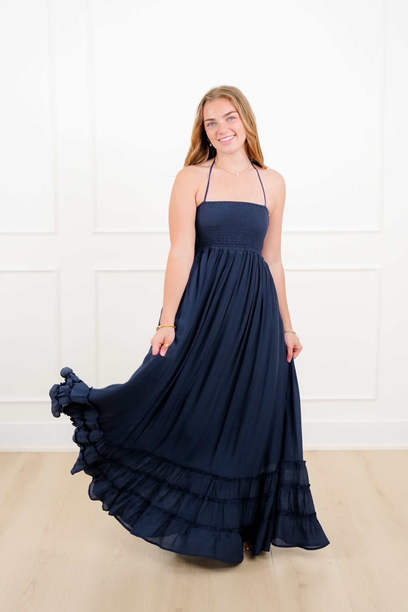 blue dress for baby girl Sleeveless Maxi Dress with Pockets