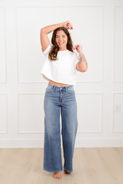 Judy Blue The Lola Multiple Inseam Medium Wash Retro Wide Leg Jeans