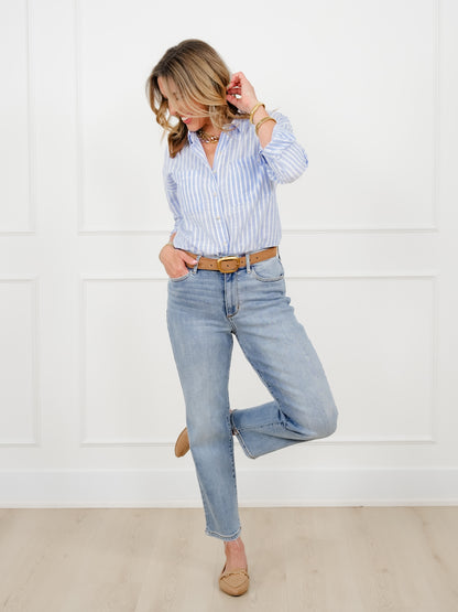 Judy Blue High Rise Light Wash Straight Leg Ankle Jeans