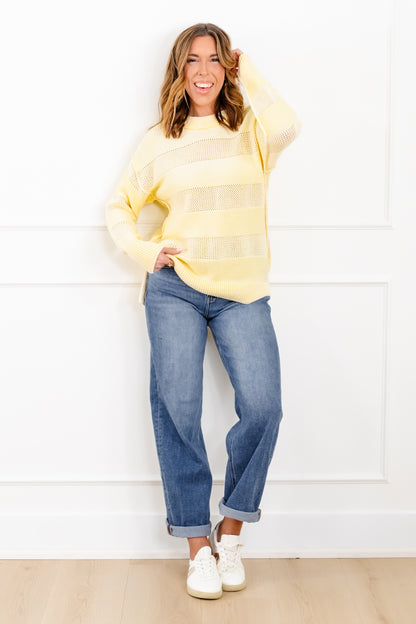 Plus/Reg Textured Long Sleeve Pullover Sweater