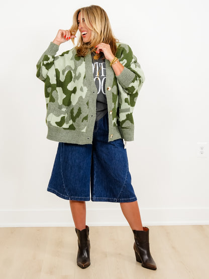 Camo Long Sleeve Button Down Cardigan