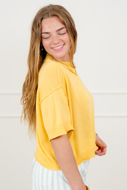 Short Sleeve Sweater with Reverse Seams