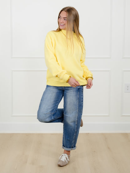 Yellow Long Sleeve Mock Neck Sweatshirt