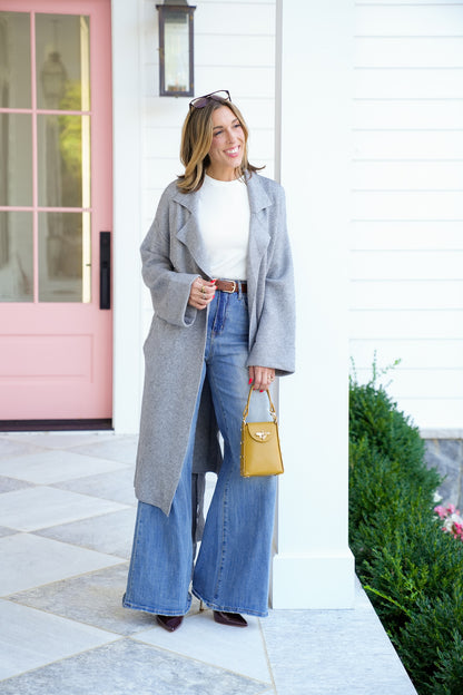 Long Sleeve Open Cardigan with Belt