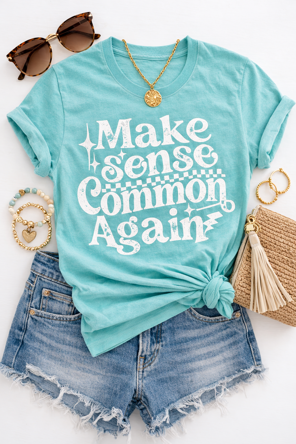 Plus/Reg Short Sleeve "Make Sense Common Again" Graphic Tee