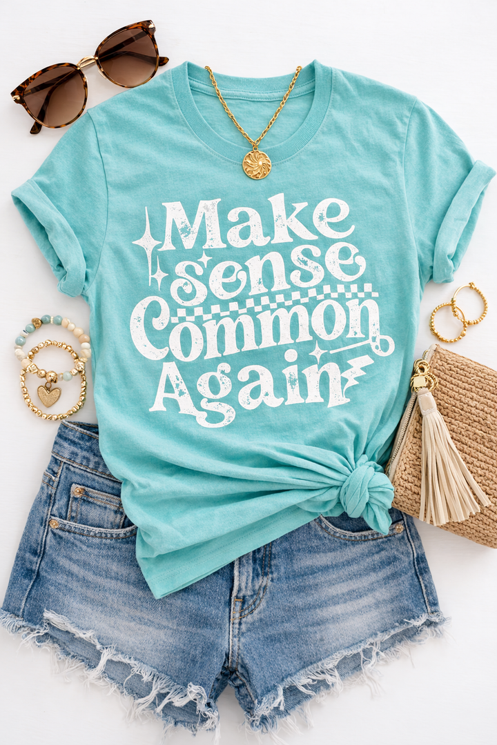 Plus/Reg Short Sleeve "Make Sense Common Again" Graphic Tee