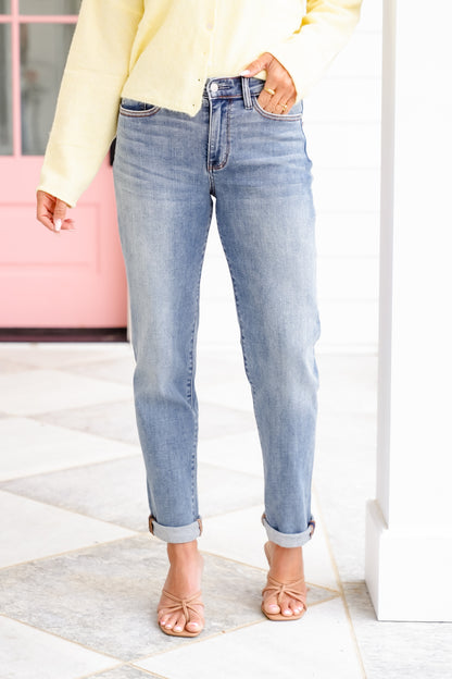 Judy Blue Mid Rise Medium Wash Boyfriend Jeans