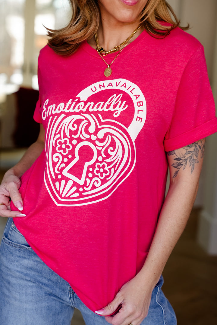 Plus/Reg Short Sleeve "Emotionally Unavailable" Graphic Tee