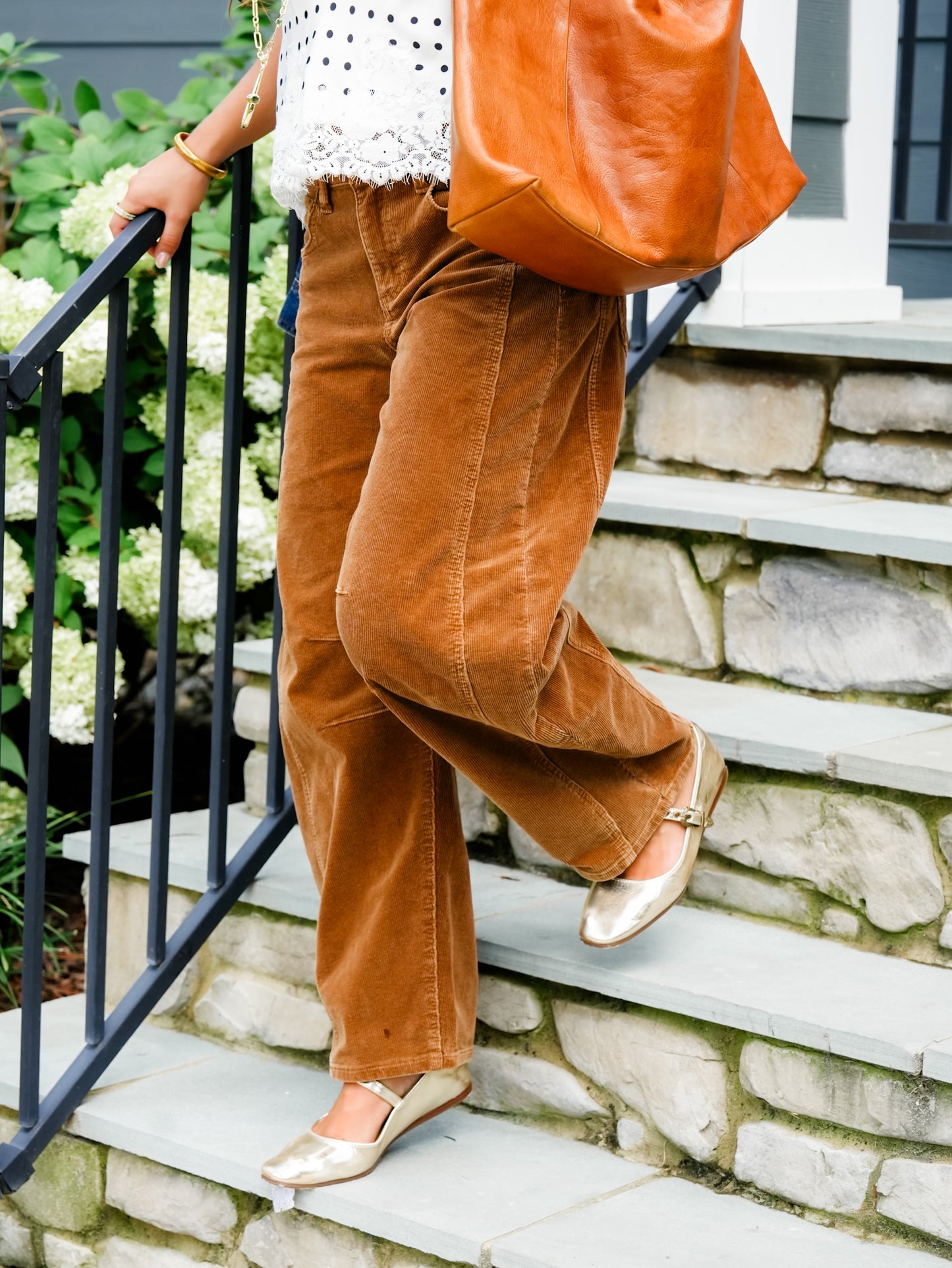 Risen High Rise Brown Corduroy Barrel Pants