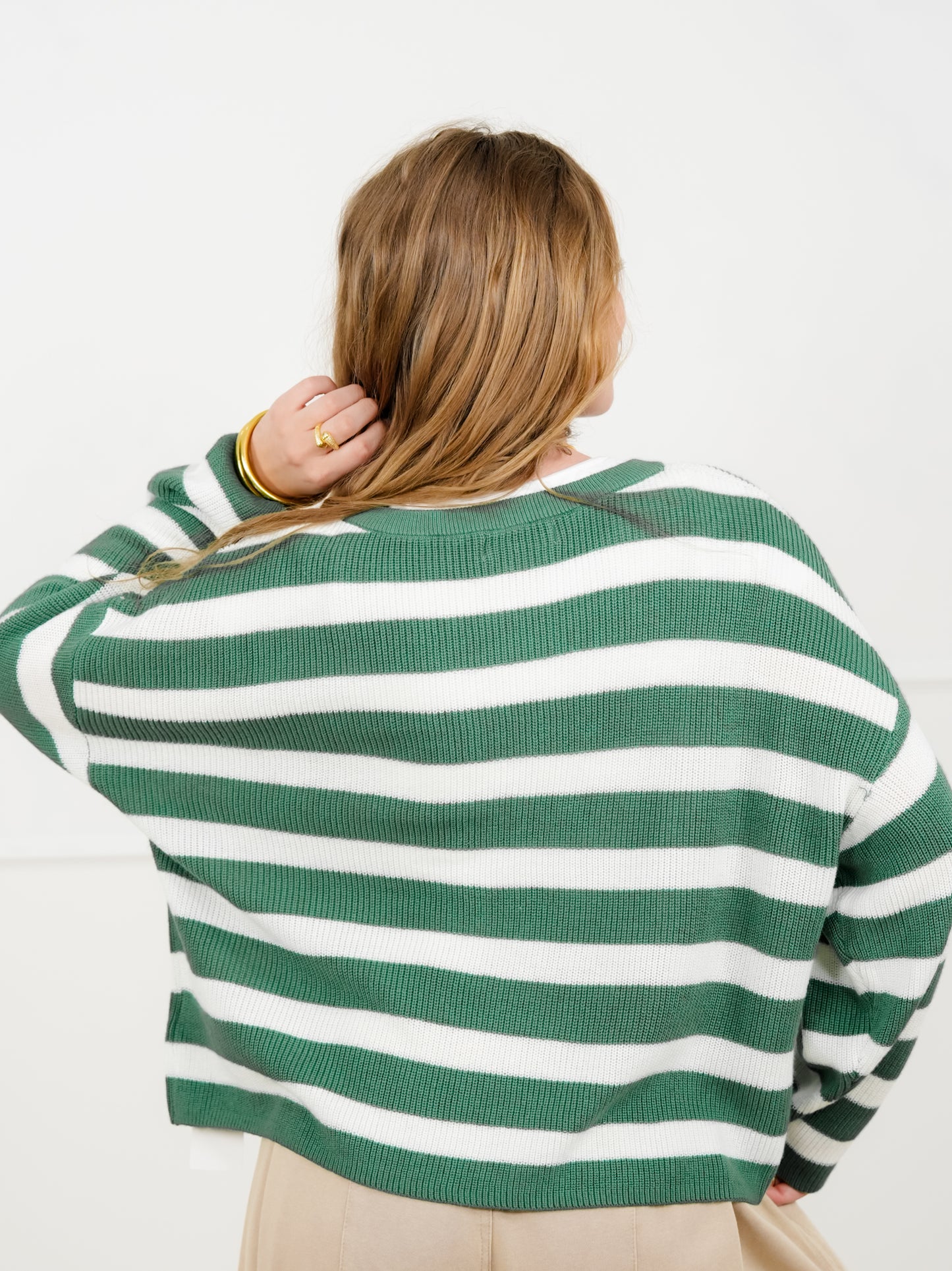 Knit Stripe Long Sleeve Pullover Sweater