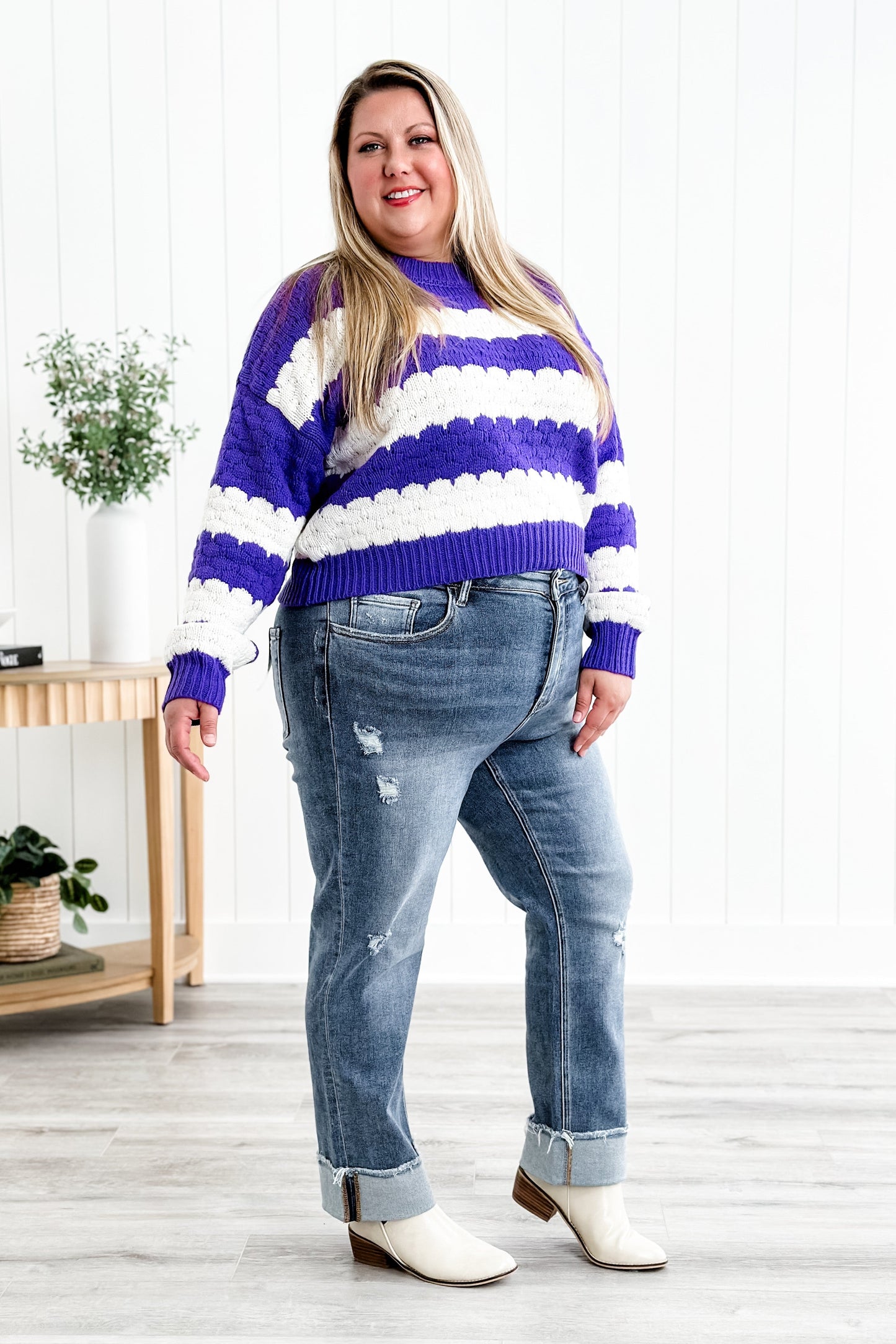 Lovervet High Rise Medium Wash Distressed Straight Leg Jeans