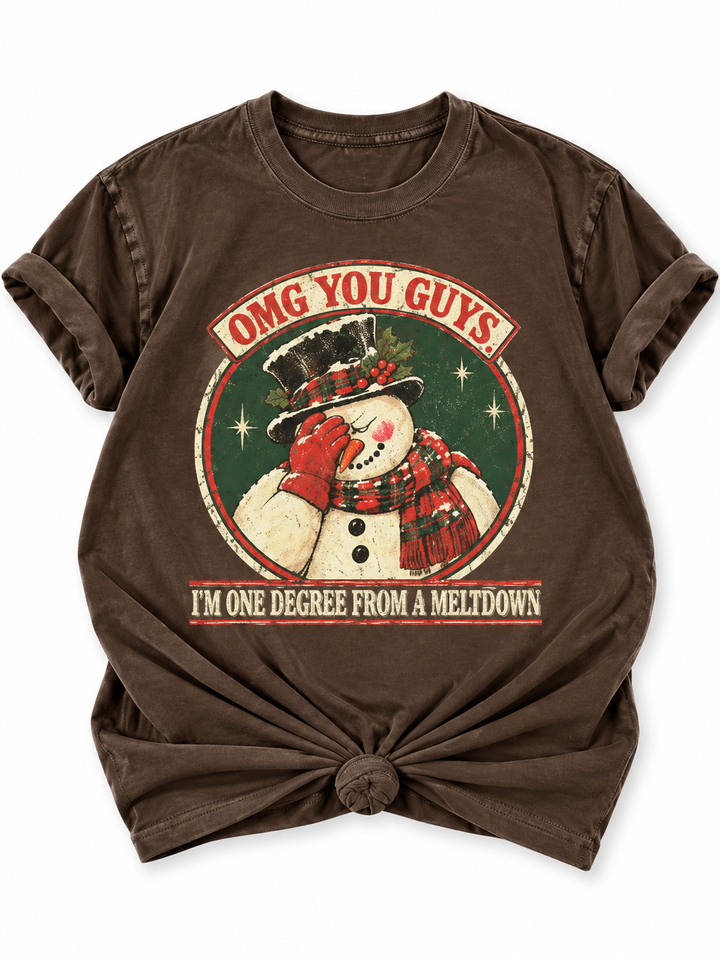 Plus/Reg Short Sleeve "One Degree From a Meltdown" Snowman Graphic Tee