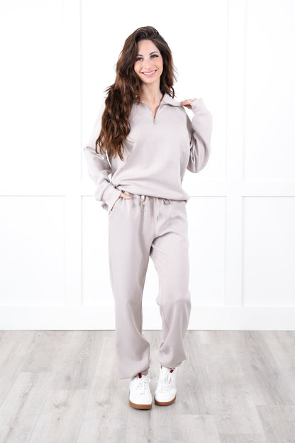 Door Buster! Plus/Reg Long Sleeve Half Zip Top with Elastic Waist Joggers Pant Set