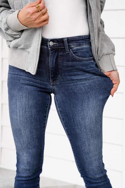 Judy Blue Mid Rise Dark Wash Thermal Skinny Jeans