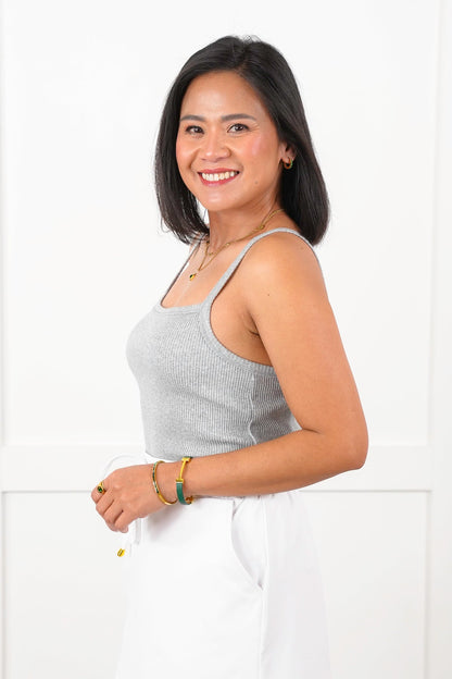 Ribbed Knit Square Neck Tank Top