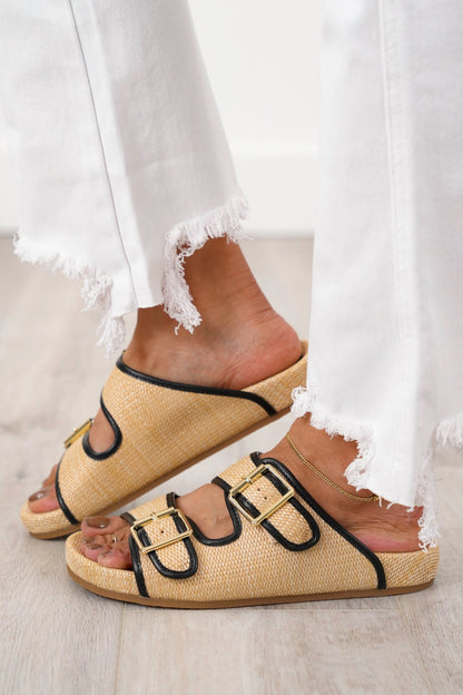 MIA Raffia Sandal with Adjustable Buckle Straps