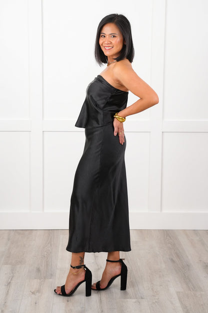 Black Satin Tube Top