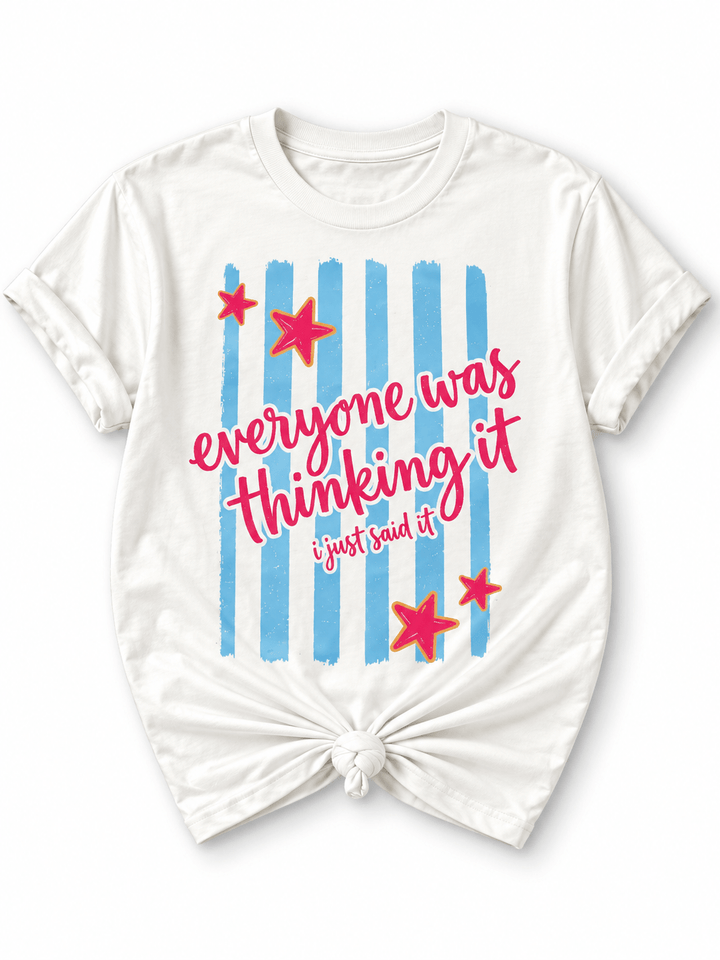 Plus/Reg Short Sleeve "Everyone Was Thinking It" Graphic Tee - Freckled Poppy