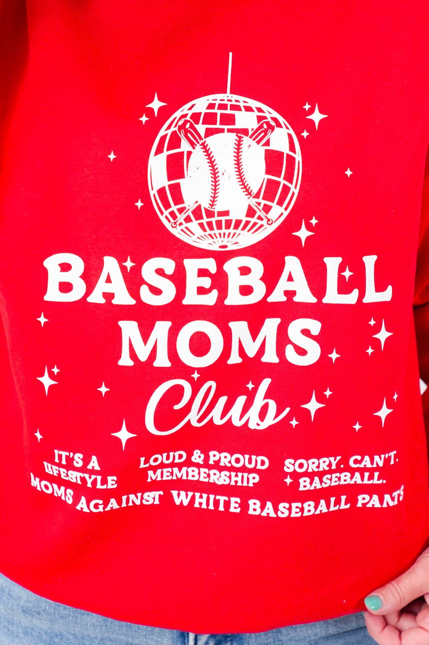 Plus/Reg Long Sleeve "Baseball Moms Club" Graphic Sweatshirt