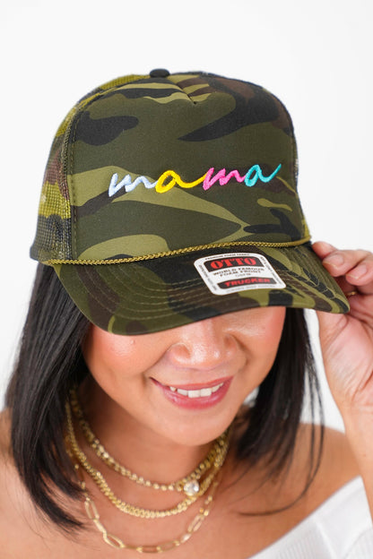 D&E Tees Camo Mama Embroidery Trucker Hat