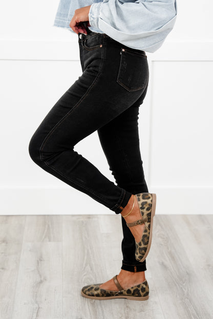Judy Blue Black Dog High Rise Black Wash with Contrast Thread Tummy Control Skinny Jeans