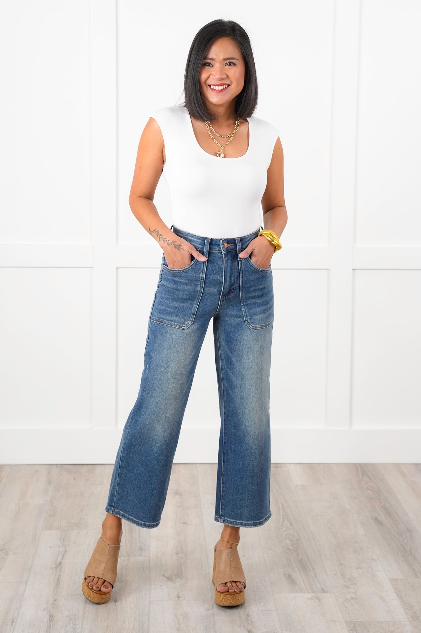 Judy Blue The Perfect Fit High Rise Wide Leg Crop Jeans