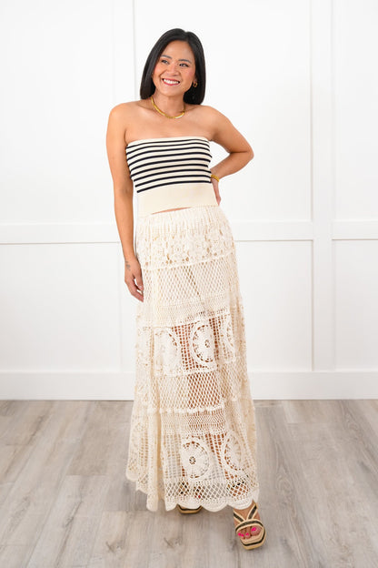 Striped Ribbed Knit Tube Top