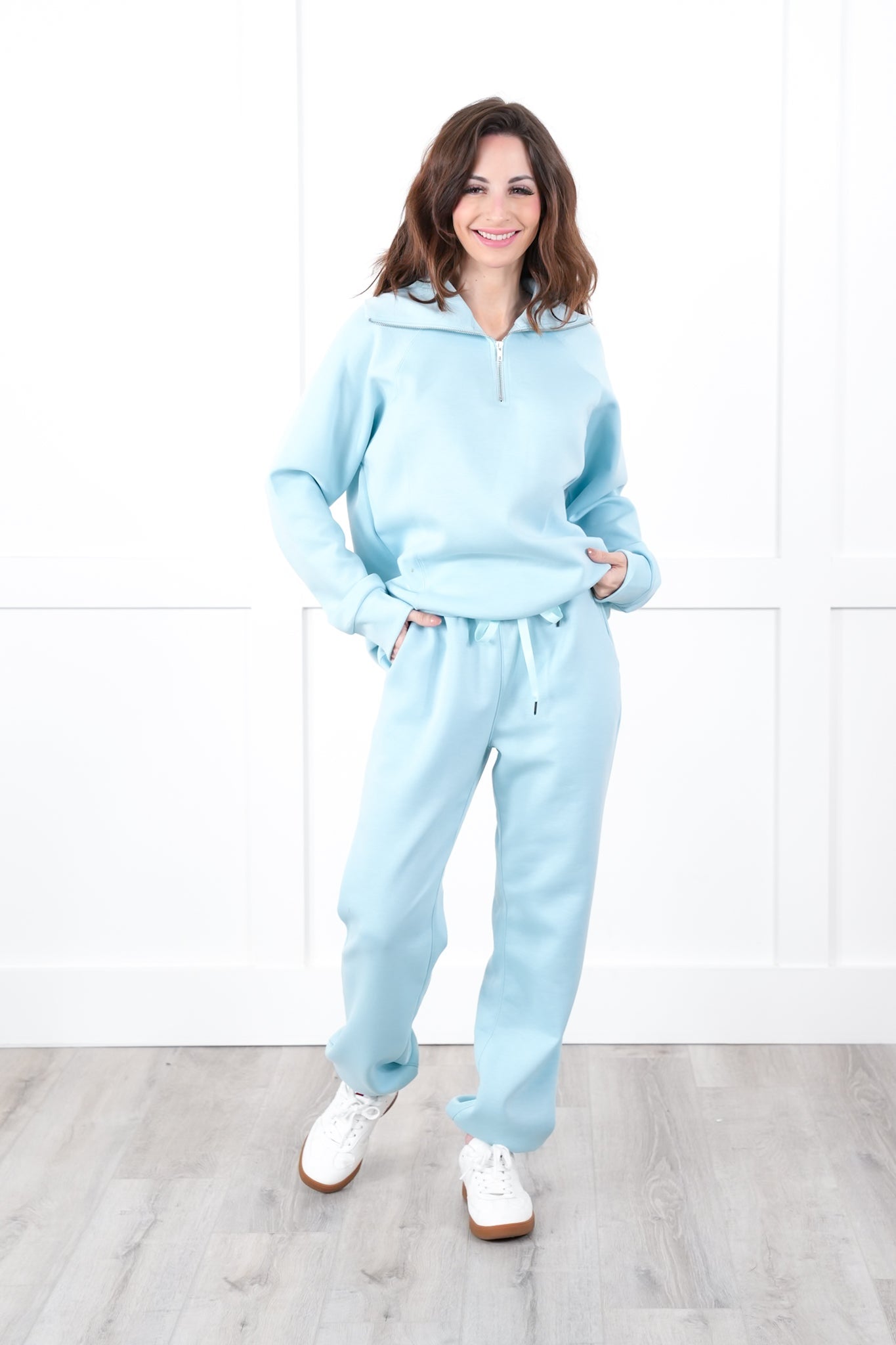 Door Buster! Plus/Reg Long Sleeve Half Zip Top with Elastic Waist Joggers Pant Set
