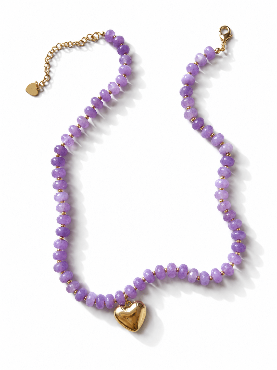 Vibrant Natural Stone Beaded Necklace with Heart Charm - Freckled Poppy