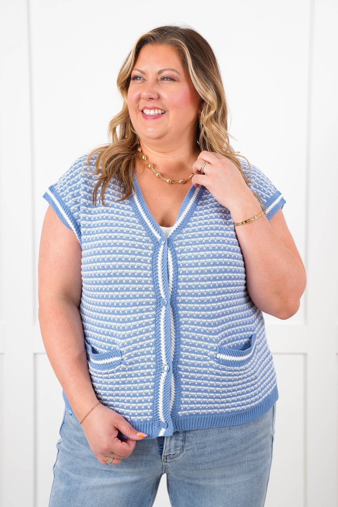 Crochet Button Down Vest with Pockets