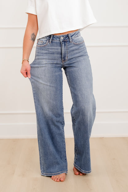 Judy Blue The Lola Multiple Inseam Medium Wash Retro Wide Leg Jeans