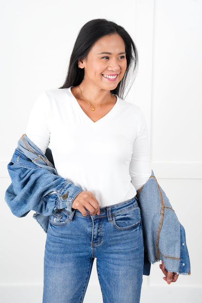 Door Buster! Plus/Reg Zenana Microfiber Long Sleeve V-Neck Tee